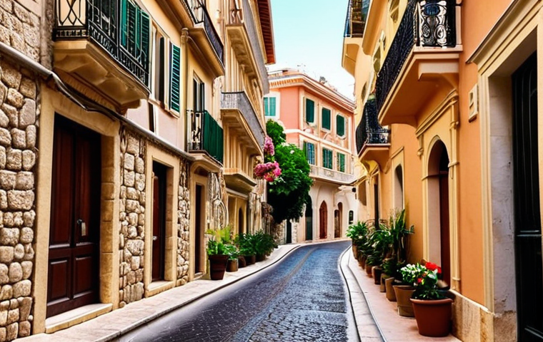 **
Prompt: A picturesque, narrow street in Monaco-Ville (The Rock), showcasing historic buildings with flower-filled balconies. Capture the charm of the old town. Use warm, inviting lighting. Imagine a scene from a storybook, but with a distinct Monaco vibe. Focus on the cobblestone street and the architecture. Ensure it feels relatable to someone familiar with Urdu cultural aesthetics.
**