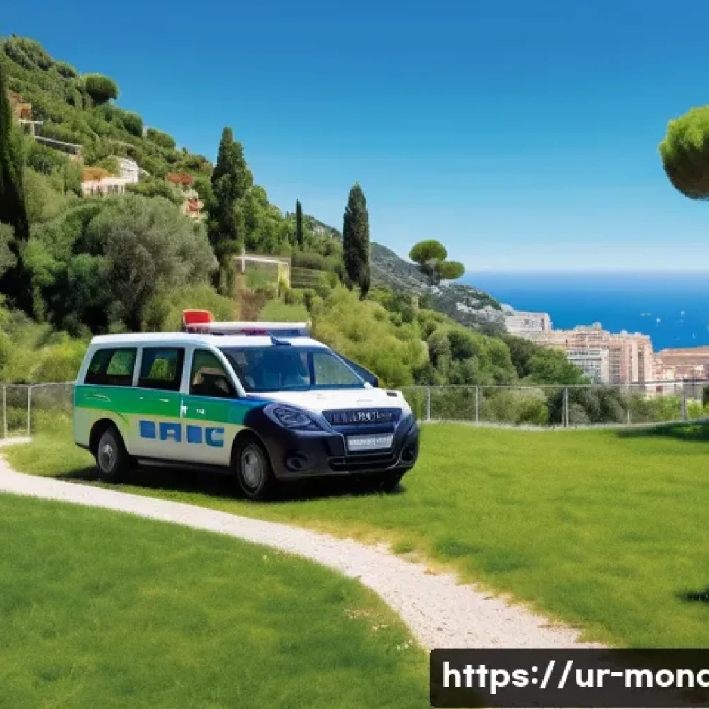모나코와 프랑스의 관계 - A detailed scene depicting border security cooperation between Monaco and France: French and Monegas...