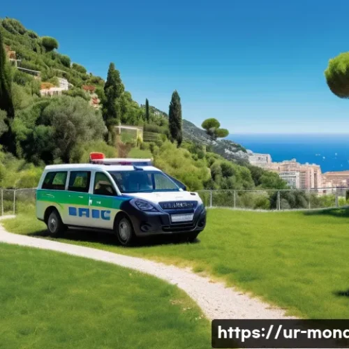 모나코와 프랑스의 관계 - A detailed scene depicting border security cooperation between Monaco and France: French and Monegas...
